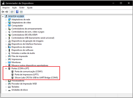 Gerenciador de dispositivos no Windows