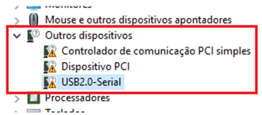 Indicador de que a placa ESP32 não foi reconhecida.