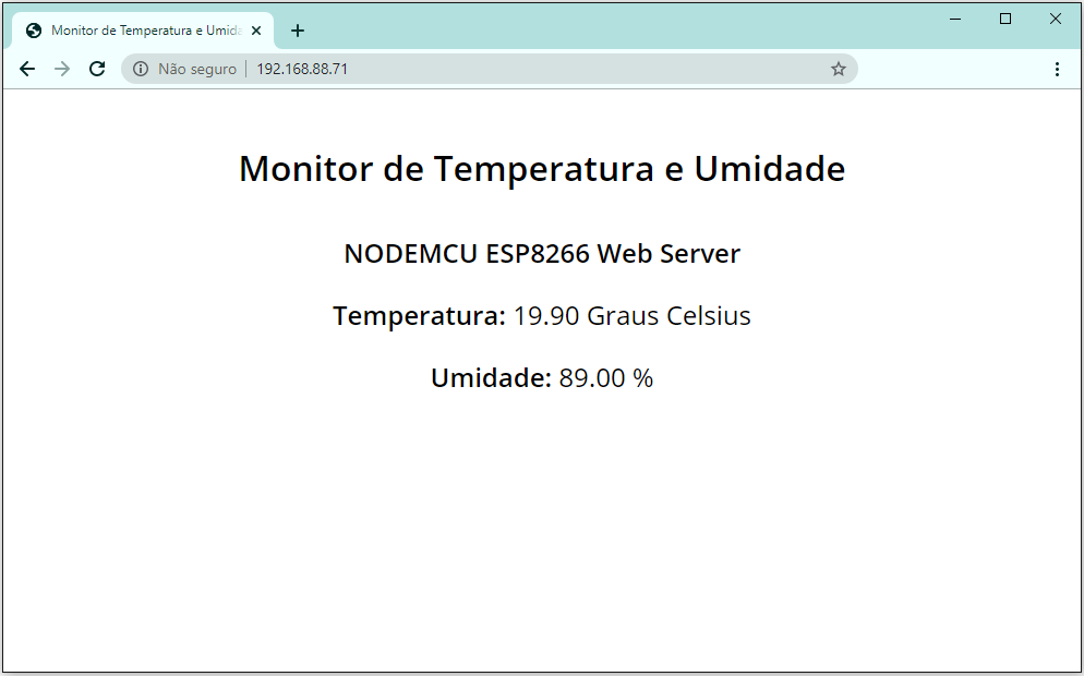 Monitor de Temperatura e Umidade com NODEMCU ESP8266 como Servidor Web.