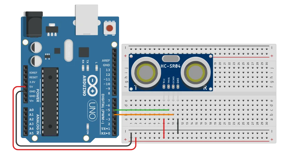Circuito para Projeto Medir Distância com Sensor Ultrassônico
