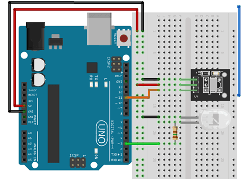 Imagem ilustrativa de uma simulação de um projeto para controlar funções da TV com Arduino