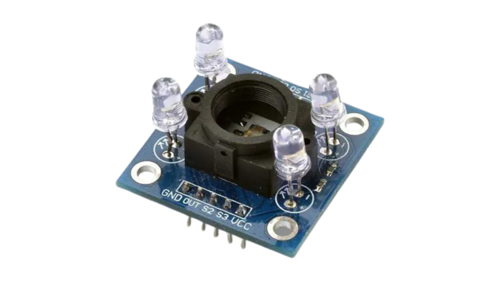 A figura mostra uma foto real retirada do sensor de cor TCS3200/TCS230