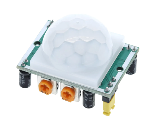 a Figura mostra uma foto do sensor de presença/movimento HC-SR501 PIR, em forma real.