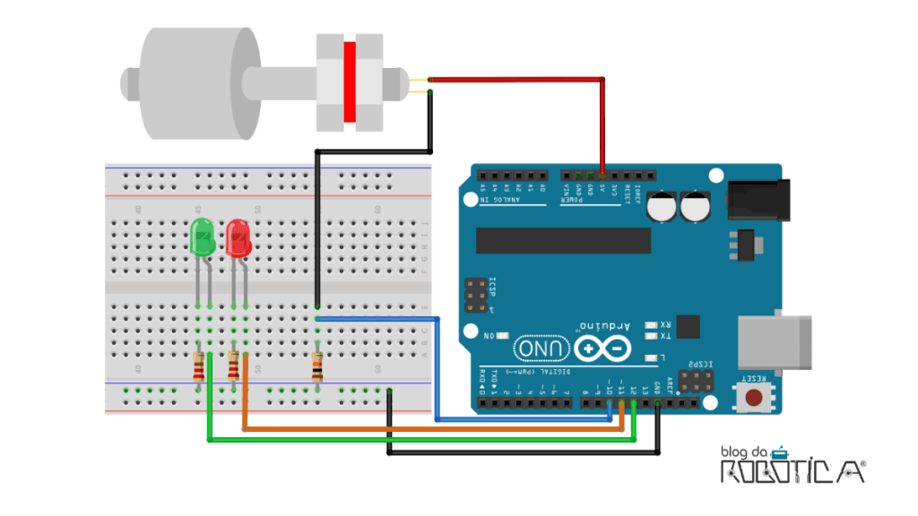 Imagem ilustrativa do circuito para utilização do sensor de nível boia de água com o Arduino.