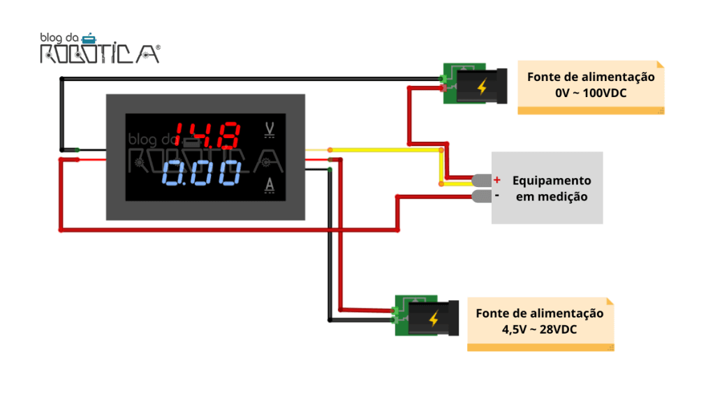 Imagem ilustrativa do circuito para medição de equipamentos com alimentação acima de 28V.