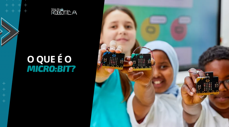 Imagem ilustrativa de crianças com o Micro:bit na mão.