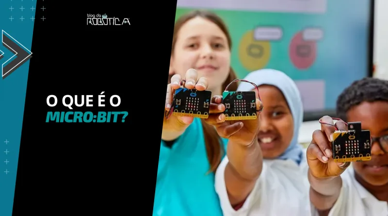 Imagem ilustrativa de crianças com o Micro:bit na mão.