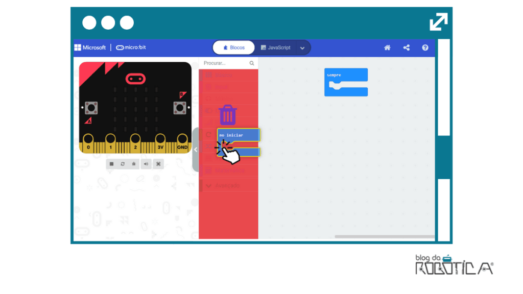 Imagem ilustrativa do editor do MakeCode