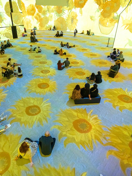 Imagem ilustrativa da exposição de arte com projeção das telas de Van Gogh.