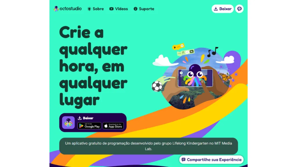Tela inicial da homepage do OctoStudio.