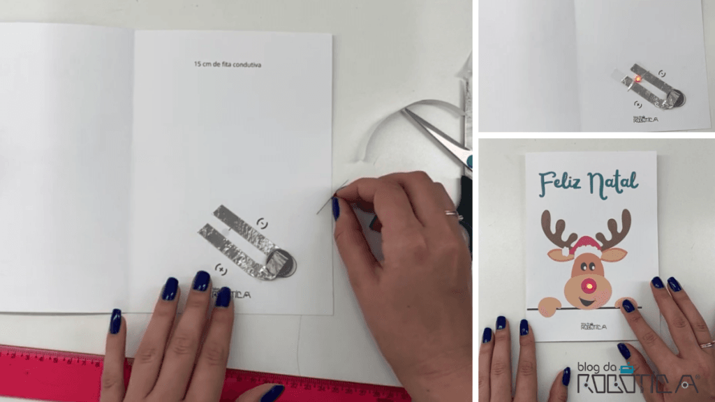 Imagem ilustrativa da Figura 1 - Cartão de Natal com fita condutiva e LED