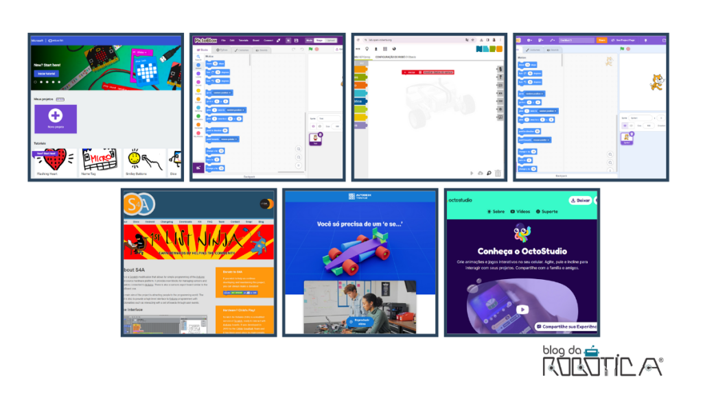 Imagem ilustrativa da Figura 1: Páginas de programas que utilizam a programação em blocos