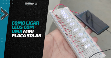 Imagem do projeto com os LEDs ligados através da miniplaca solar.