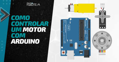 Imagem ilustrativa com arduino, servomotor, motor dc e de passos.