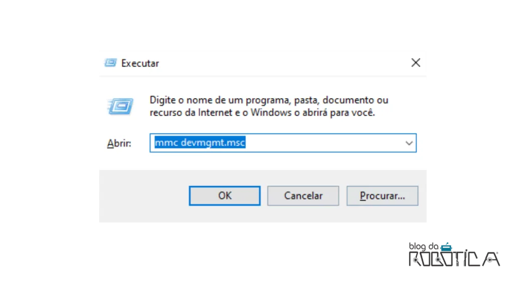 Atalho “mmc devmgmt.msc” para Gerenciador de Dispositivos.