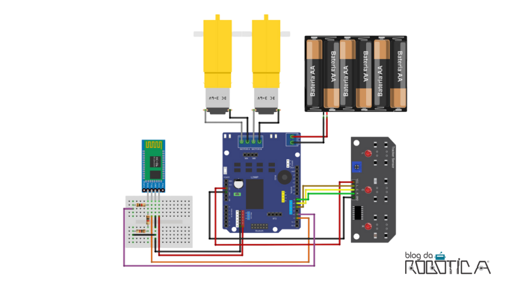 Esquemático de ligação para controlar o CDR CAR via Bluetooth.