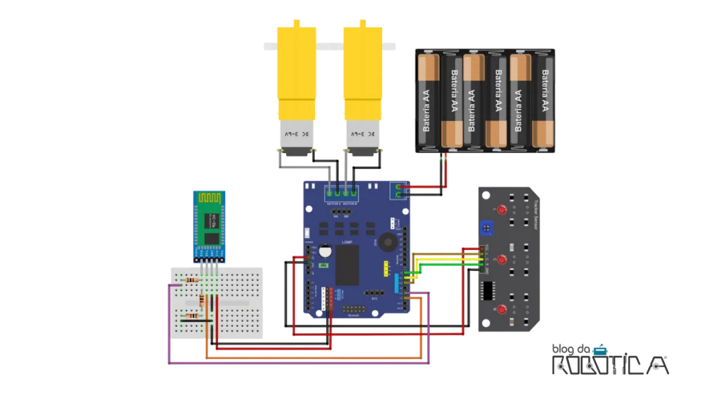 Esquemático de ligação para controlar o CDR CAR via Bluetooth.