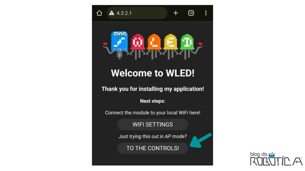 Menu inicial do WLED.
