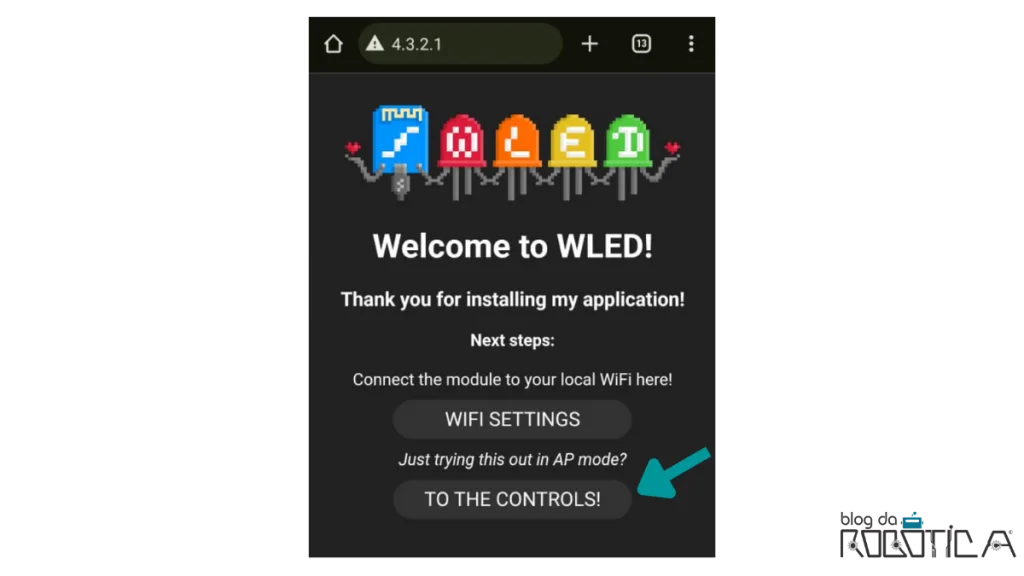 Menu inicial do WLED.