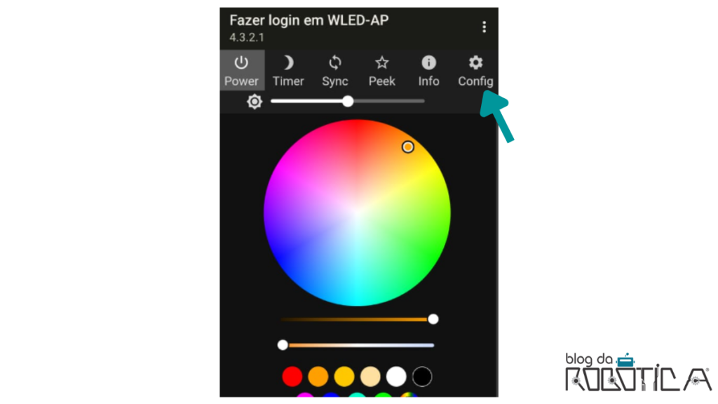 Menu de controle do WLED.