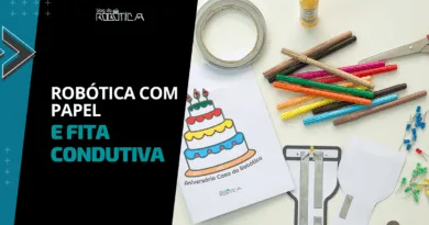 Imagem ilustrativa do Banner robótica com papel e fita condutiva
