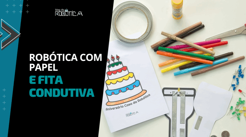 Imagem ilustrativa do Banner robótica com papel e fita condutiva