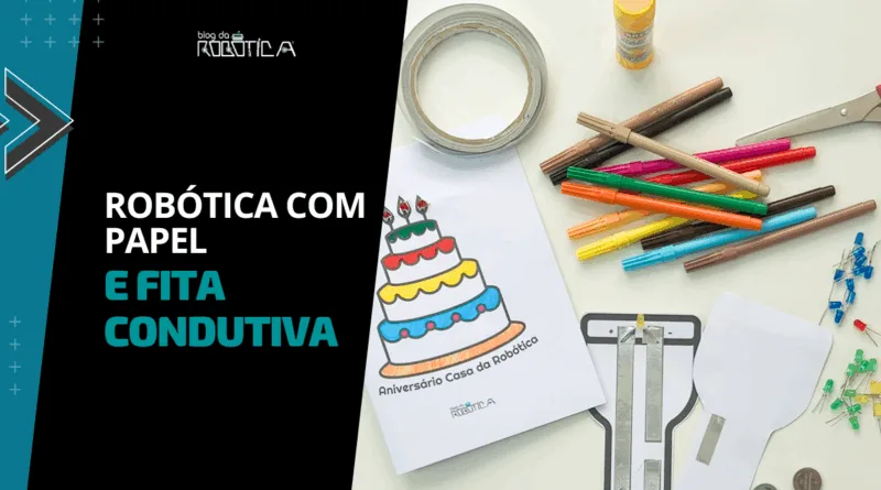 Imagem ilustrativa do Banner robótica com papel e fita condutiva